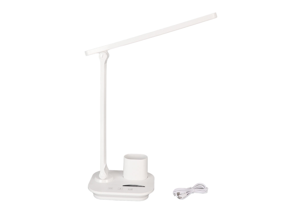 Lâmpada De Mesa Led Com 3 Cores E Dimming Contínuo Controle Táctil Protecção Ocular Com Saída Usb Branco
