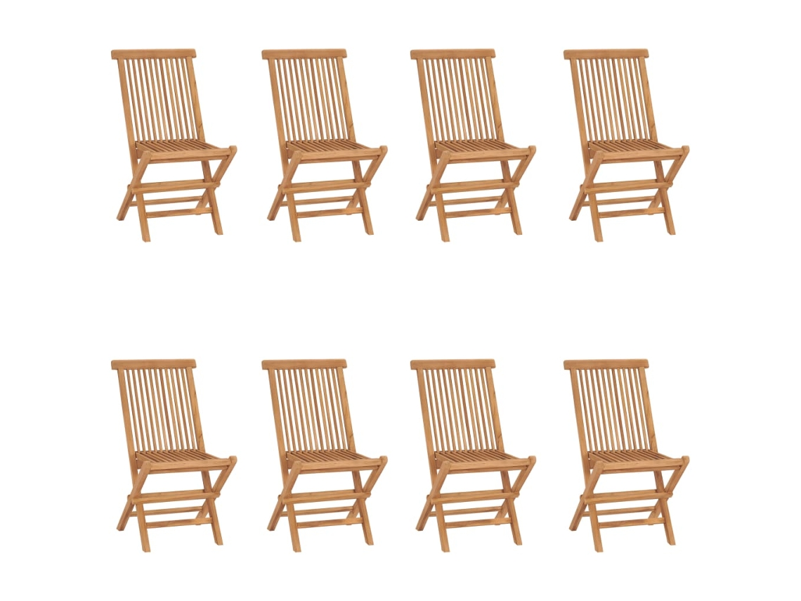 Sillas de jardín plegables de madera maciza de teca DKD Home Decor, 8 piezas