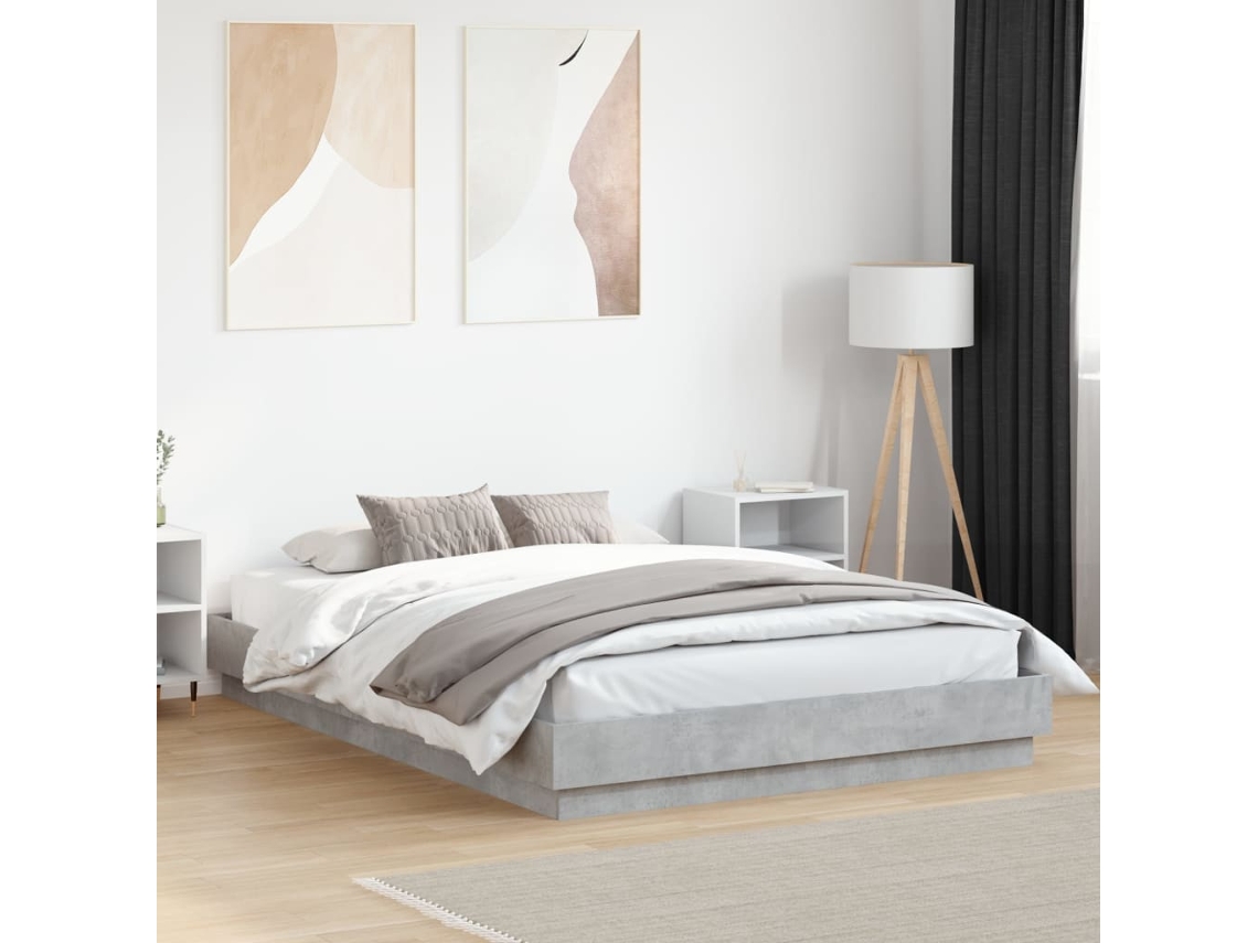 Estructura De Cama Madera De Ingeniería Gris Hormigón 120x200cm
