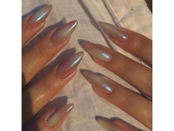 Uñas Postizas Acrílicas Aurora De Tamaño Medio, Estilo Stiletto, Con Acabado Brillante.
