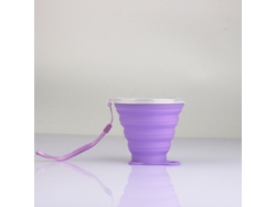 Botella de agua infantil plegable de silicona (morada), vaso telescópico, ecológico.