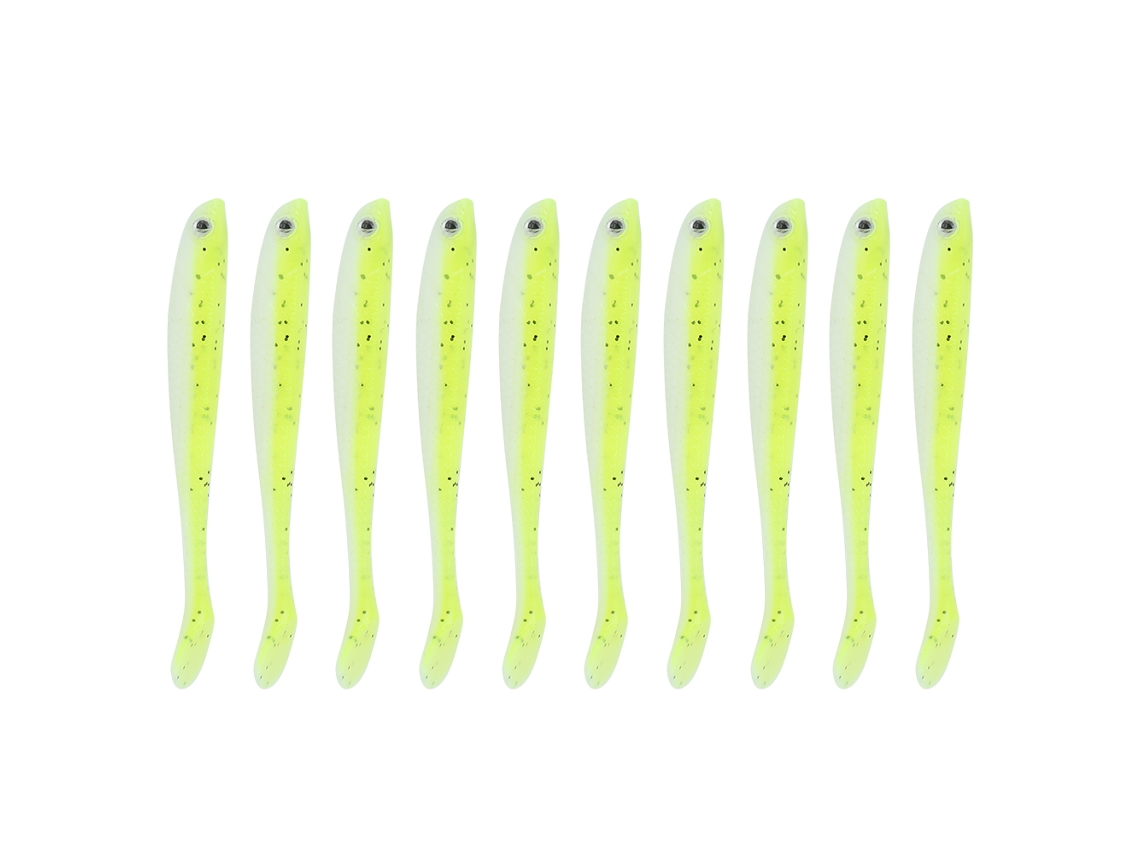 10 Unidades De Señuelos Artificiales Con Cola En T De 6 Cm, De Pvc, Ecológicos, De Cebo Blando, Accesorio De Pesca (n.º 4: Amarillo, Verde Y Blanco).
