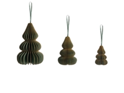 Juego de 19 adornos para árbol de Navidad Orkla Green Paper Beliani