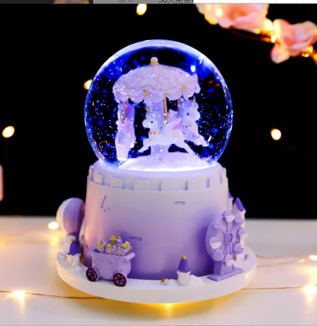 (estilo 5) Caja De Música Con Bola De Cristal Y Luces. Regalo Para El Día De San Valentín.