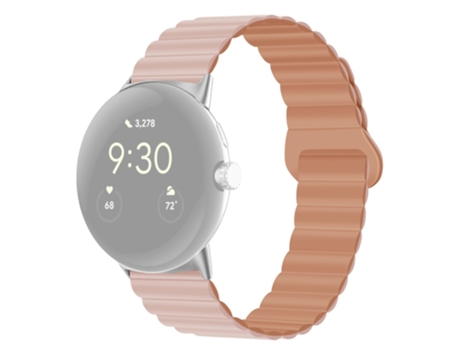 Correa de Silicona bicolor 20mm ajustable cierre magnético para Google Pixel Watch - rosa/Rosa Rosa
