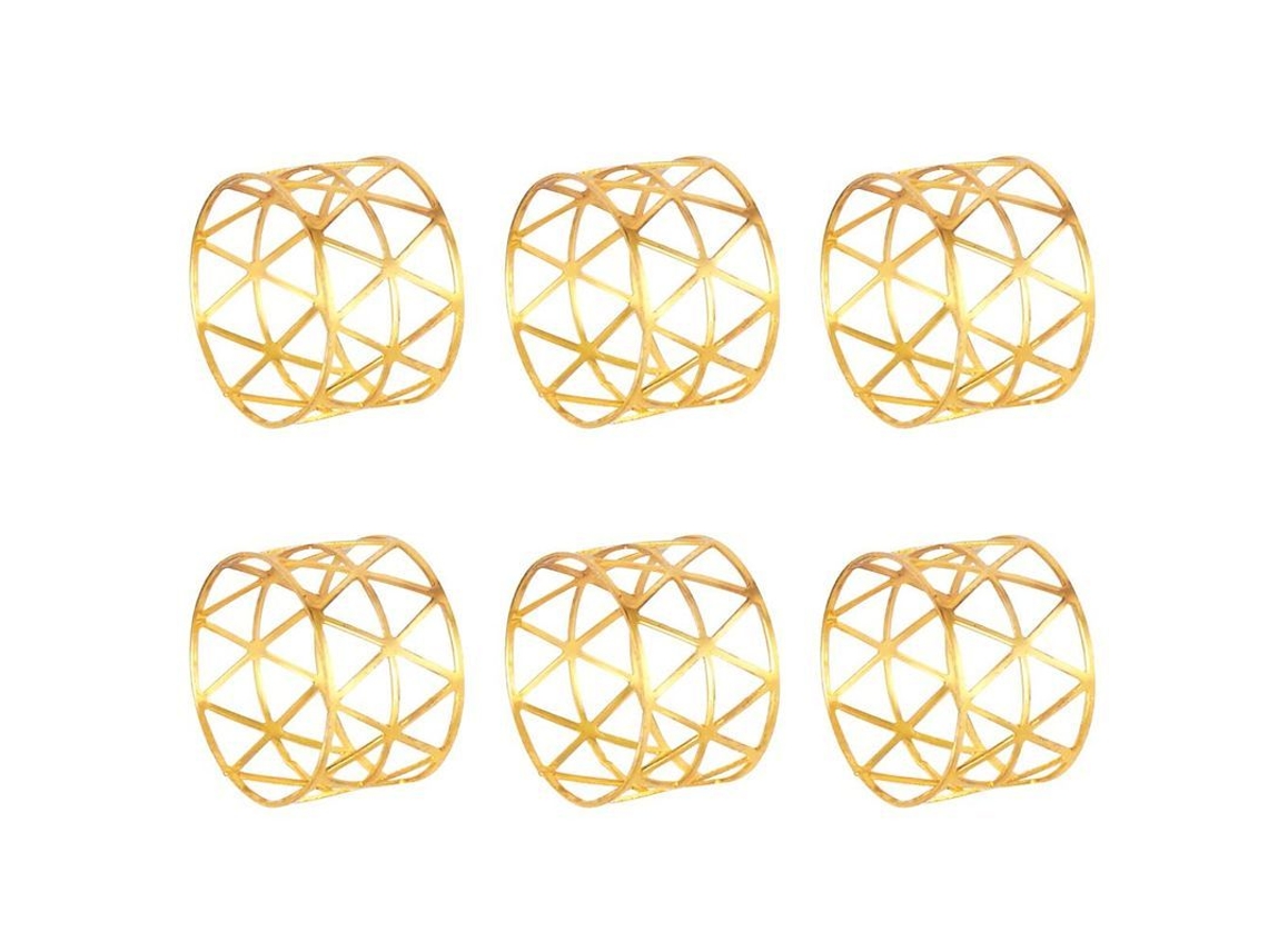 2026-anillos Para Servilletas De Metal, Juego De 6 Con Diseño Hueco Y Placerado, Dorado, Para Mesa De Fiestas Y Eventos