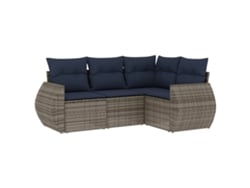 Maison Exclusive - Conjunto De Sofá De Jardín De 4 Piezas Con Cojines, Poliratán Gris