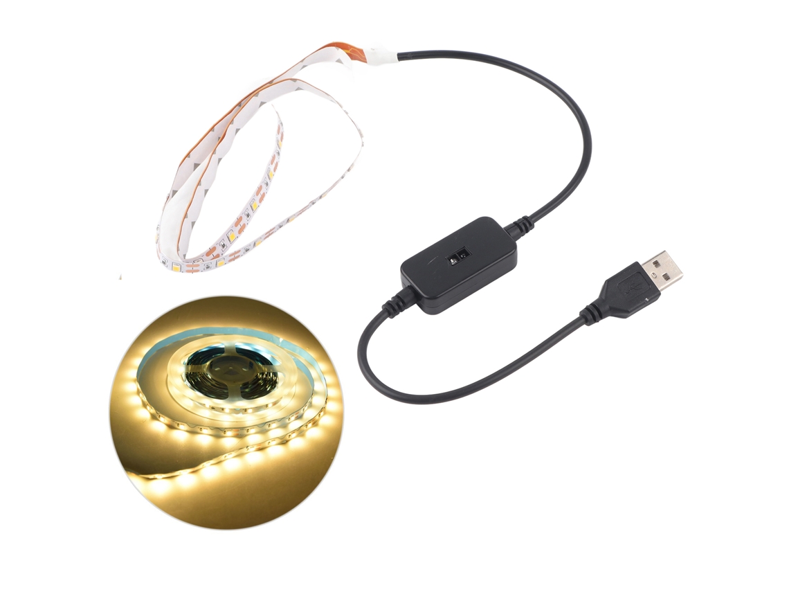 2026-tira Led Con Sensor De Movimiento 5v Usb Luz Cálida Para Armarios, Gabinetes Y Pasillos 2m
