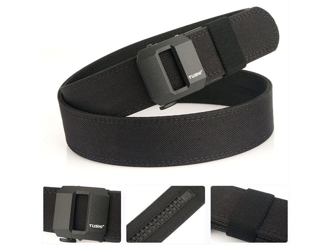 Marrón Tushi Cinturón Táctico Hebilla Metálica Nailon Ajustable Resistente Edc Aire Libre Policía Trabajo Utilidad