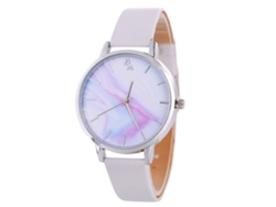 Reloj De Pulsera De Cuarzo Para Mujer Con Correa De Piel Sintética, Estilo Sencillo, Esfera Redonda Blanca.