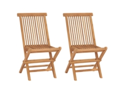 Sillas de jardín plegables de 2 piezas DKD Home Decor de madera maciza de teca