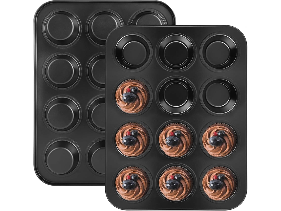 Moldura Para Muffins - 2 Peças - Antiaderente, Livre De Bpa - Tamanho Padrão 35 X 27 X 3 Cm - Ideal Para Fazer Cupcakes/brownies