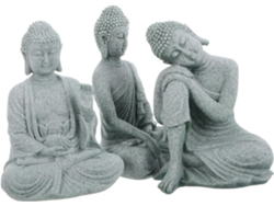 Juego de 3 estatuas decorativas de piedra azul natural que representan personas sentadas, ideales para oficina y salón Gokoco