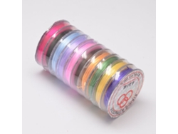 10 Rolos de Cordão Elástico Plano para Confecção de Pulseiras, Colorido, 0,8 Mm, Aproximadamente 10,93 Jardas por Rolo. MDUG (10 Metros)