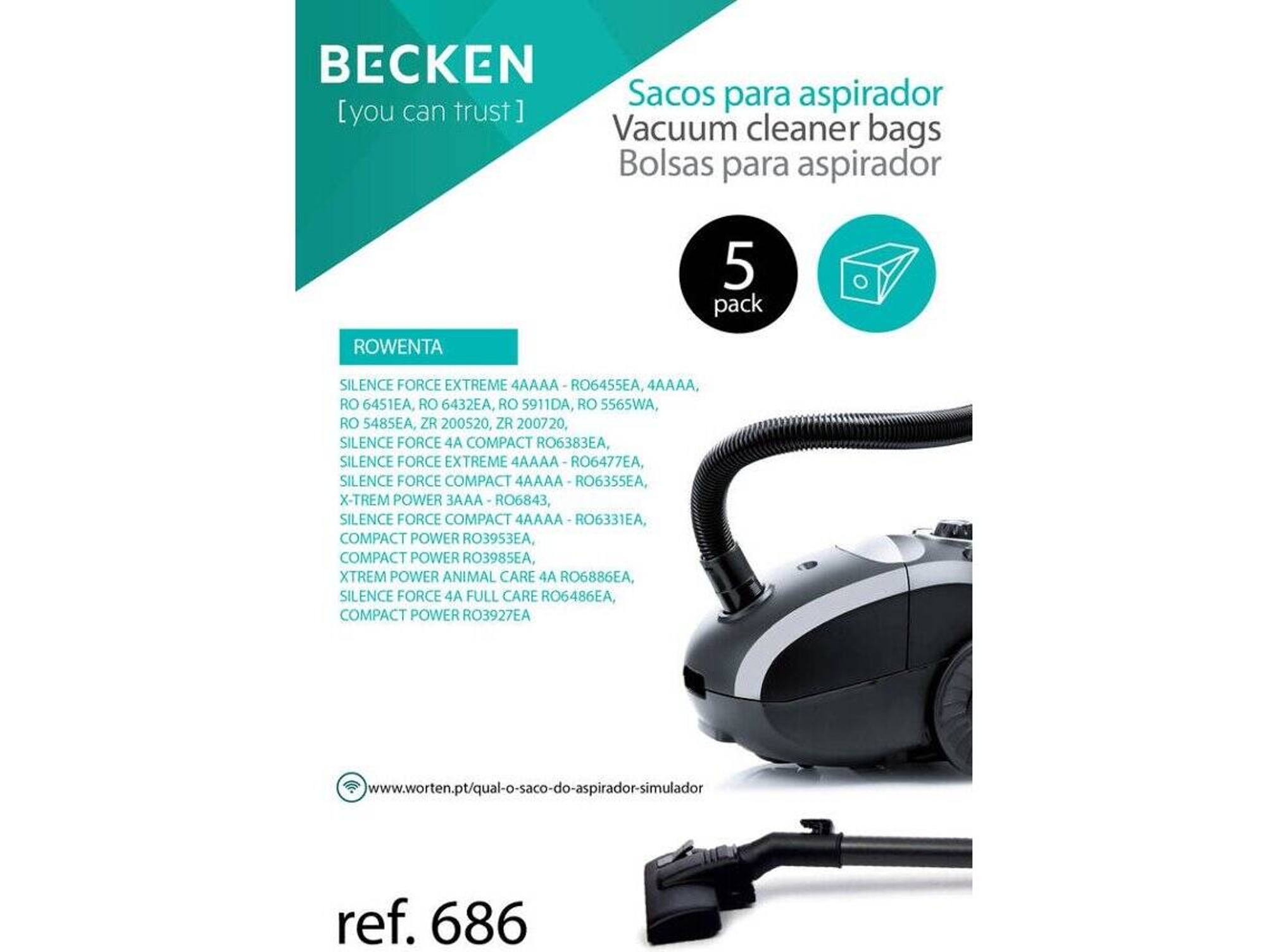 Bolsa para Aspirador BECKEN Refª 686 (5 unidades)