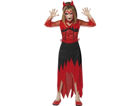 Disfraz de Niña DISFRAZZES Diablesa Negra Y Roja (Talla: 10 a 12 años)