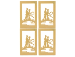 4 Piezas Apoyabibliotecas Serie Amantes Metal Perforado Estructura Resistente Con Almohadillas Antideslizantes Para Estanterías