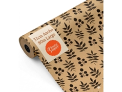 Rollo Papel Regalo Kraft Florcillas 31cm X 80m Bobina Resistente Regalos Tiendas Eventos - Fp Fiesta Paper