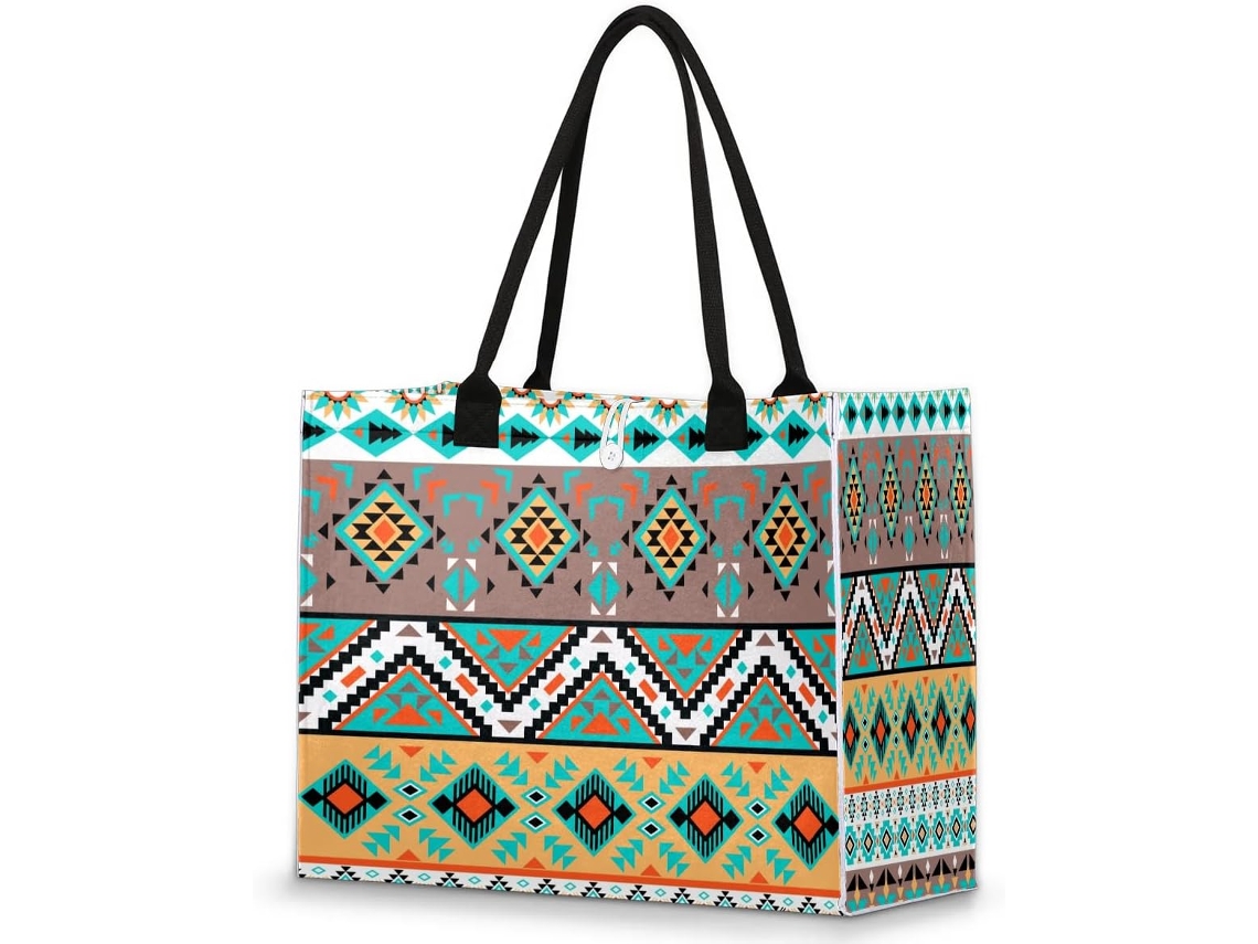 Bolso grande geométrico de estilo bohemio étnico Tropicallife para mujer y hombre (42x17cm)