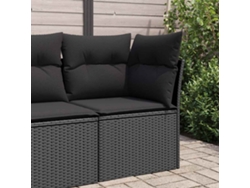 Sofá esquinero de jardín de mimbre negro con cojines de DKD Home Decor