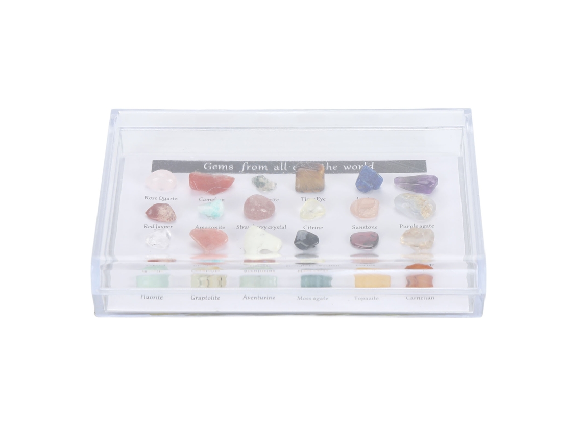Kit Colección Piedras Minerales Educativo Para Niños Con Estuche De Exhibición Ciencia Geología