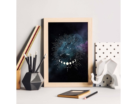 Póster NACNIC con La Constelación Aries. Poster con Símbolo do Zodiaco en y Fondo do Cielo Estrellado