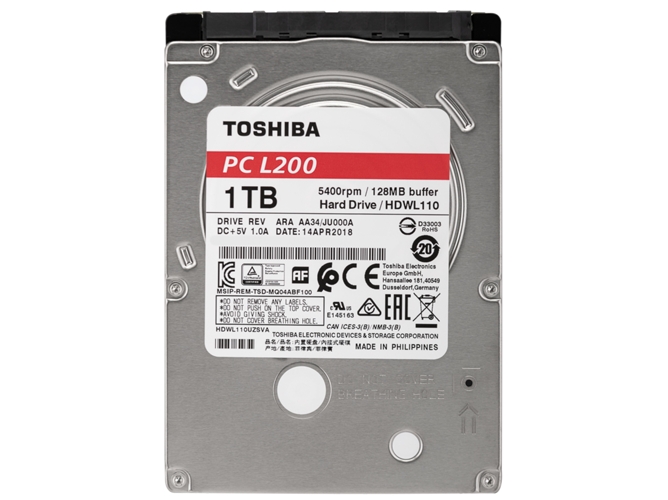 Disco HDD Interno TOSHIBA L200 (1 TB - SATA - 5400 RPM)