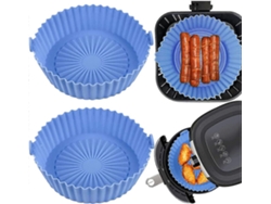 Olla De Silicona Reutilizable Para Freidora De Aire Accesorio Antiadherente Lavavajillas Horno Microondas 6.3 Pulgadas Azul