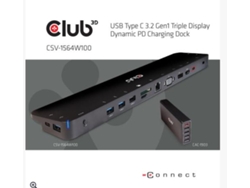 Club3D Usb 3.2 Gen1 C Triple Display Dynamic 100W Pd Base de carga. Los 5 puertos USB-A que acoplan Usb 3.2 Gen 1 3.1 Gen 1 Tipo-C Negro