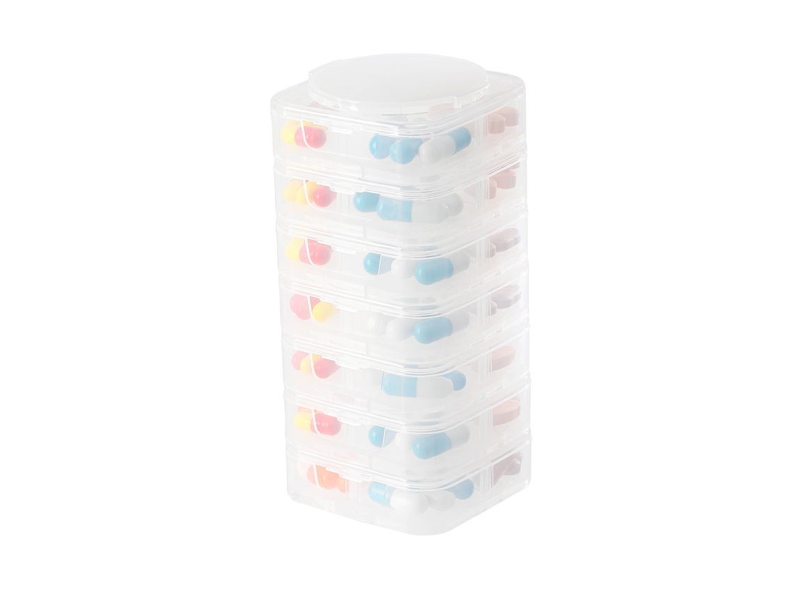 Organizador de pastillas semanal apilable y desmontable CHRUI de 7 días, libre de BPA (blanco)