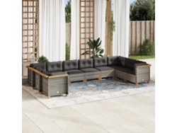 Conjunto de sofás de jardín de 10 piezas DKD Home Decor con cojines de mimbre gris
