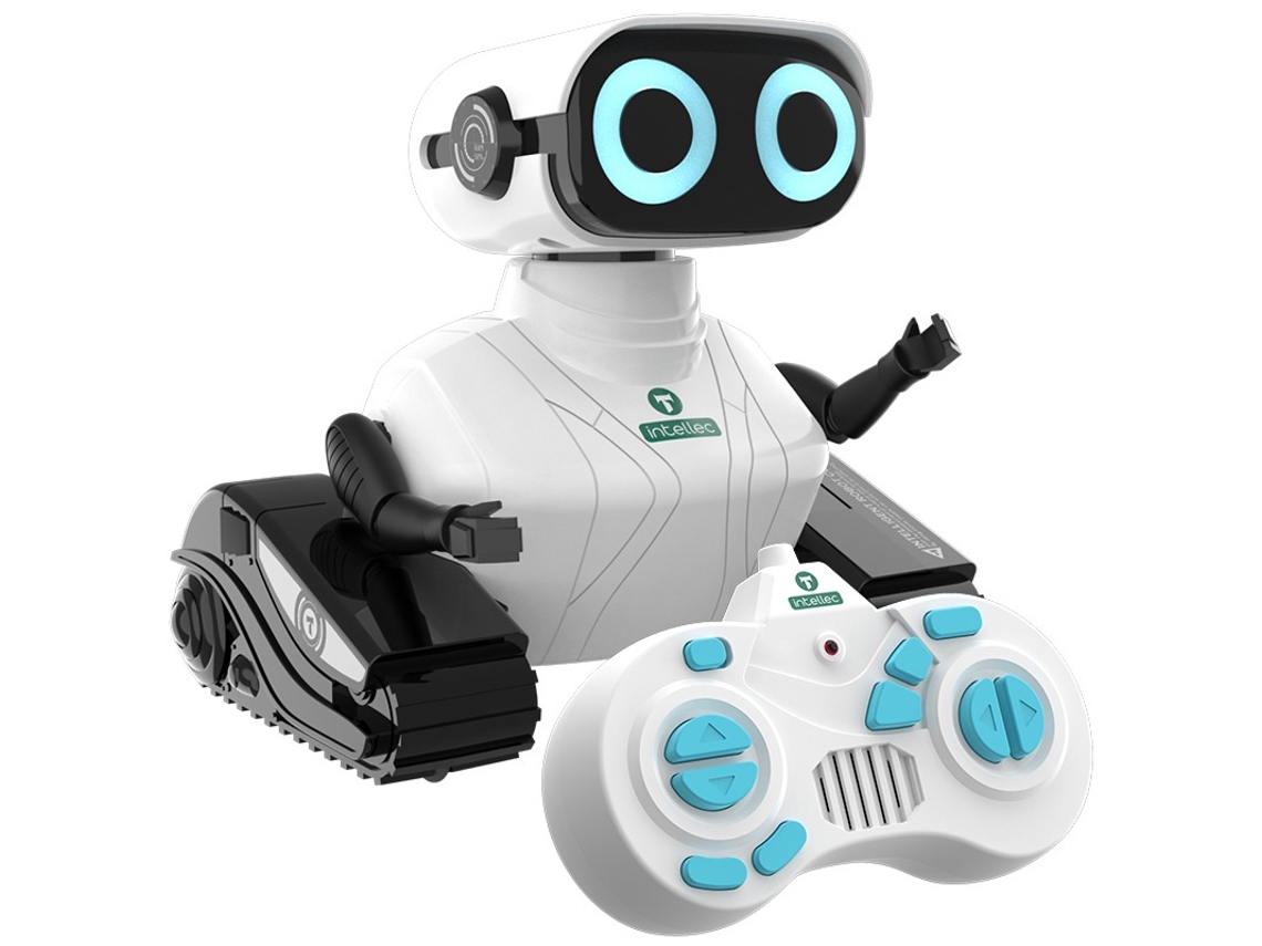 Robot de Juguete con Control Remoto Ojos LED Cabeza y Brazos Flexibles Movimientos de Danza y Música Blanco BISBISOUS