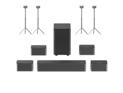 Barra de sonido Ultimea Poseidon D70 de 7.1 canales 2 pares de soportes para parlantes Steady 300 Ecualizador de 10 bandas 121 tonos de ecualización preestablecidos