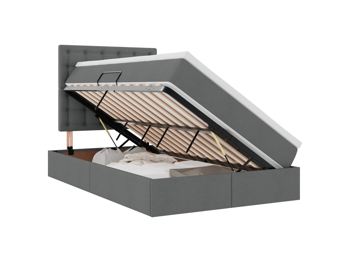 Syfax™ Cama Con Almacenamiento Y Colchón Gris Oscuro 120 X 200 Cm