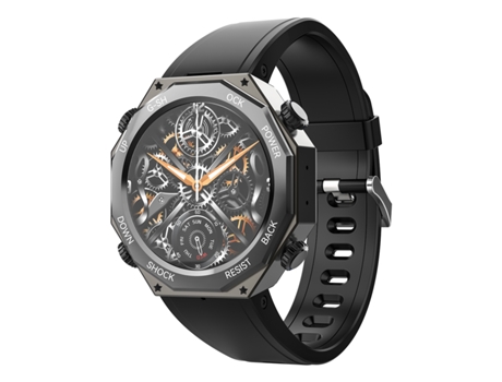 Reloj inteligente ROGBID Tank M1 con esfera negra y correa de caucho de 36,83 mm