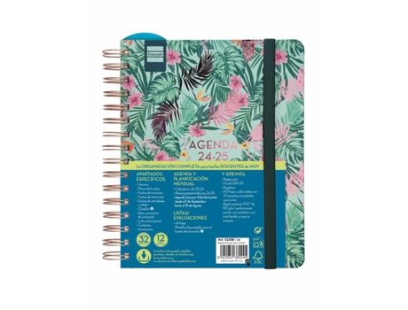 Agenda FINOCAM Tropic Multicolor Cuarto 15,5 x 21,2 cm 2024-2025 Docente