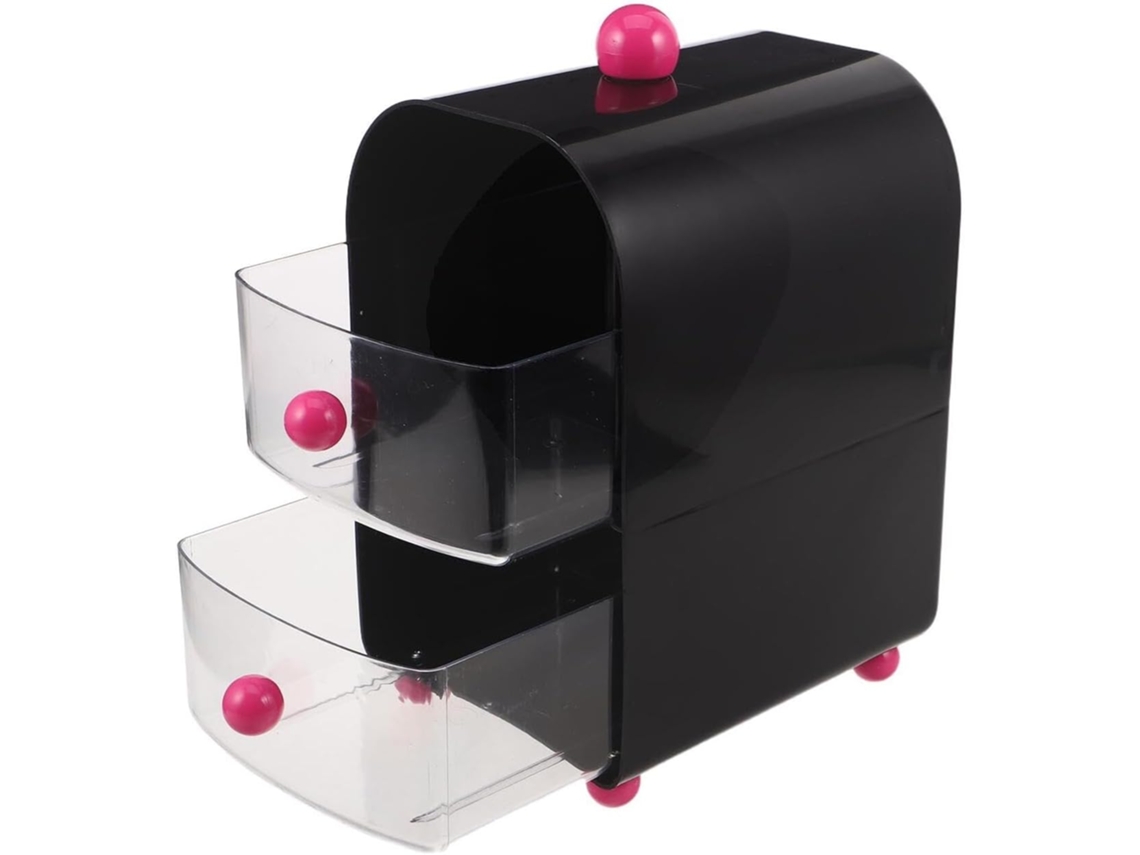 Organizador De Escritorio De Plástico Transparente Con Múltiples Cajones, Caja De Almacenamiento Negra