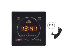Reloj de pared digital LED grande Baok con alarma y calendario, para uso doméstico, enchufe australiano.