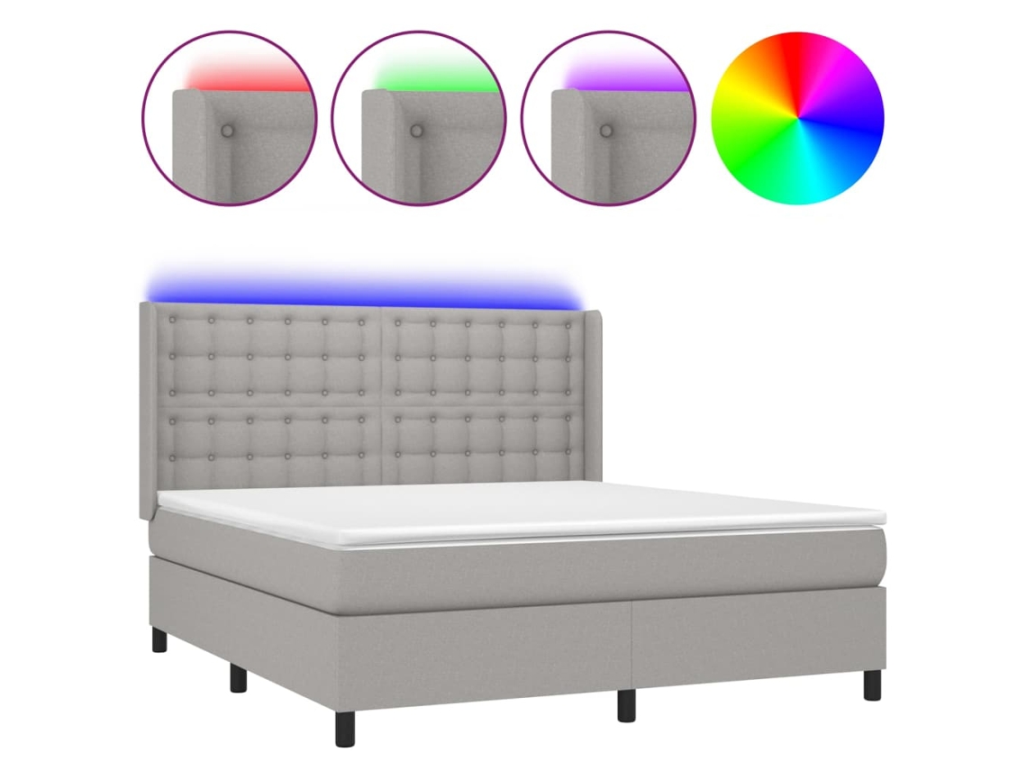 Maison Exclusive - Cama Box Spring Colchón Y Luces Led Tela Gris Claro 160x200 Cm