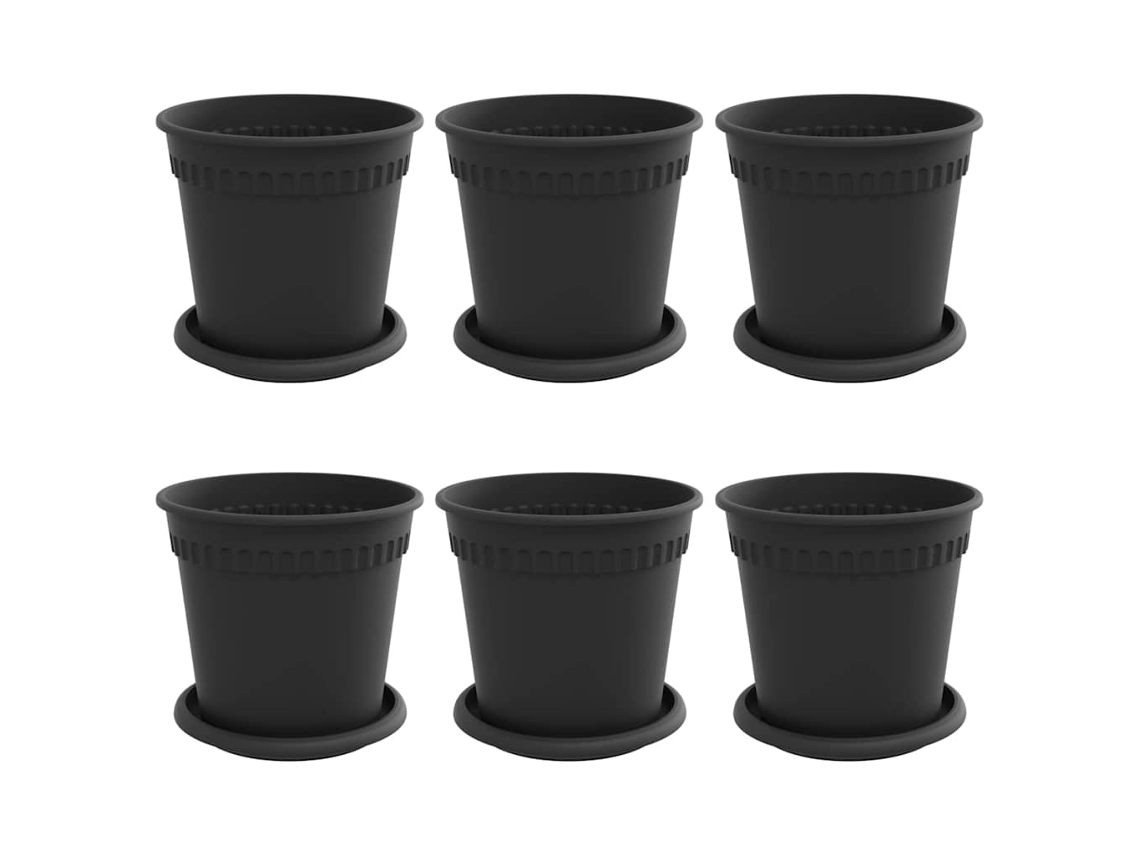 Maison Exclusive - Macetas 6 Pcs Negro Ø 17 X 14 Cm Plástico