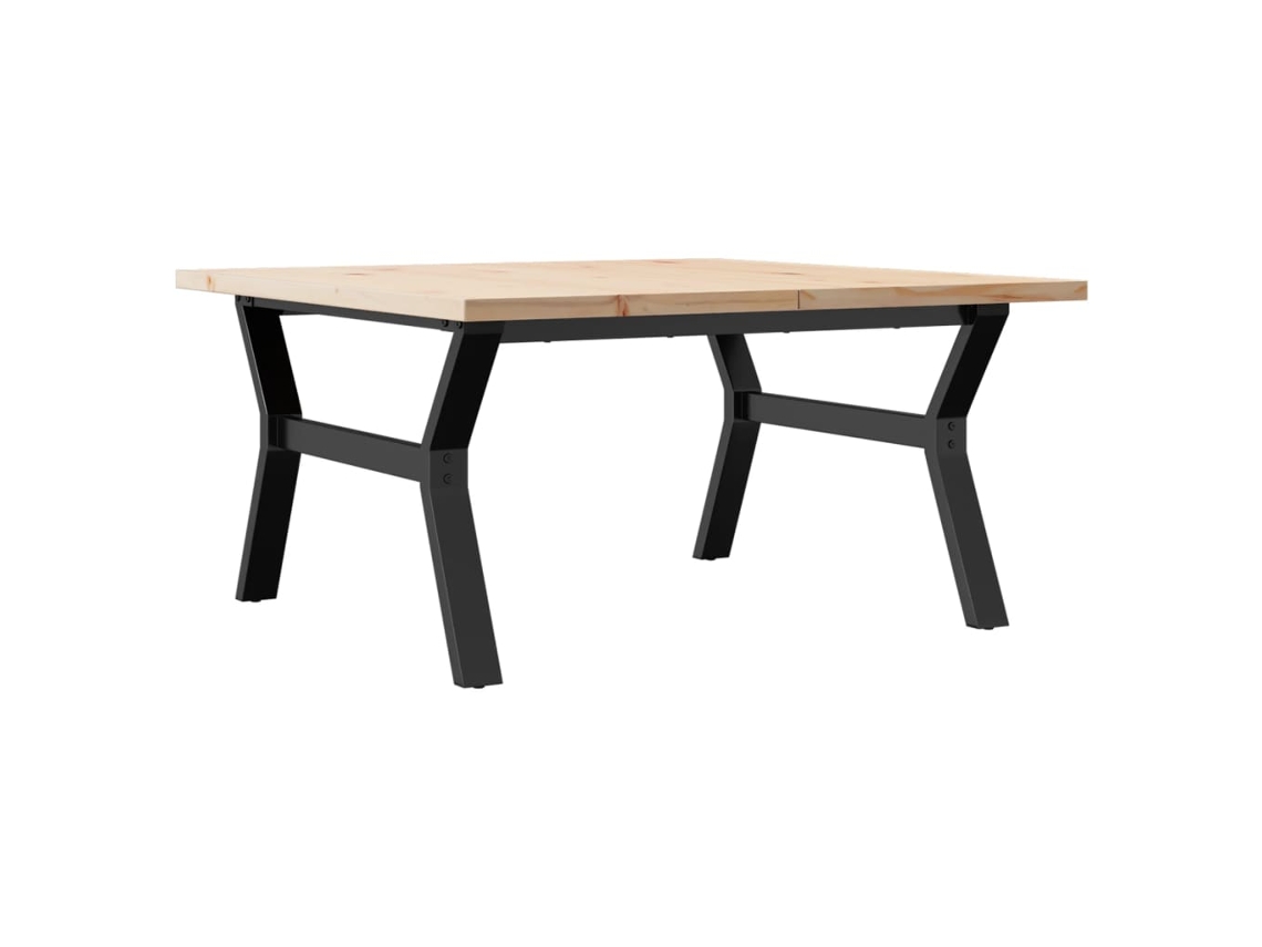 Mesa de centro rectangular, estilo industrial, estructura en forma de Y, 90 x 90 x 45,5 cm, madera de pino y acero, Dec036298