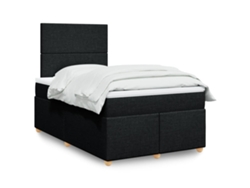 Cama Box Spring Con Colchón Tela Negro 120x190 Cm
