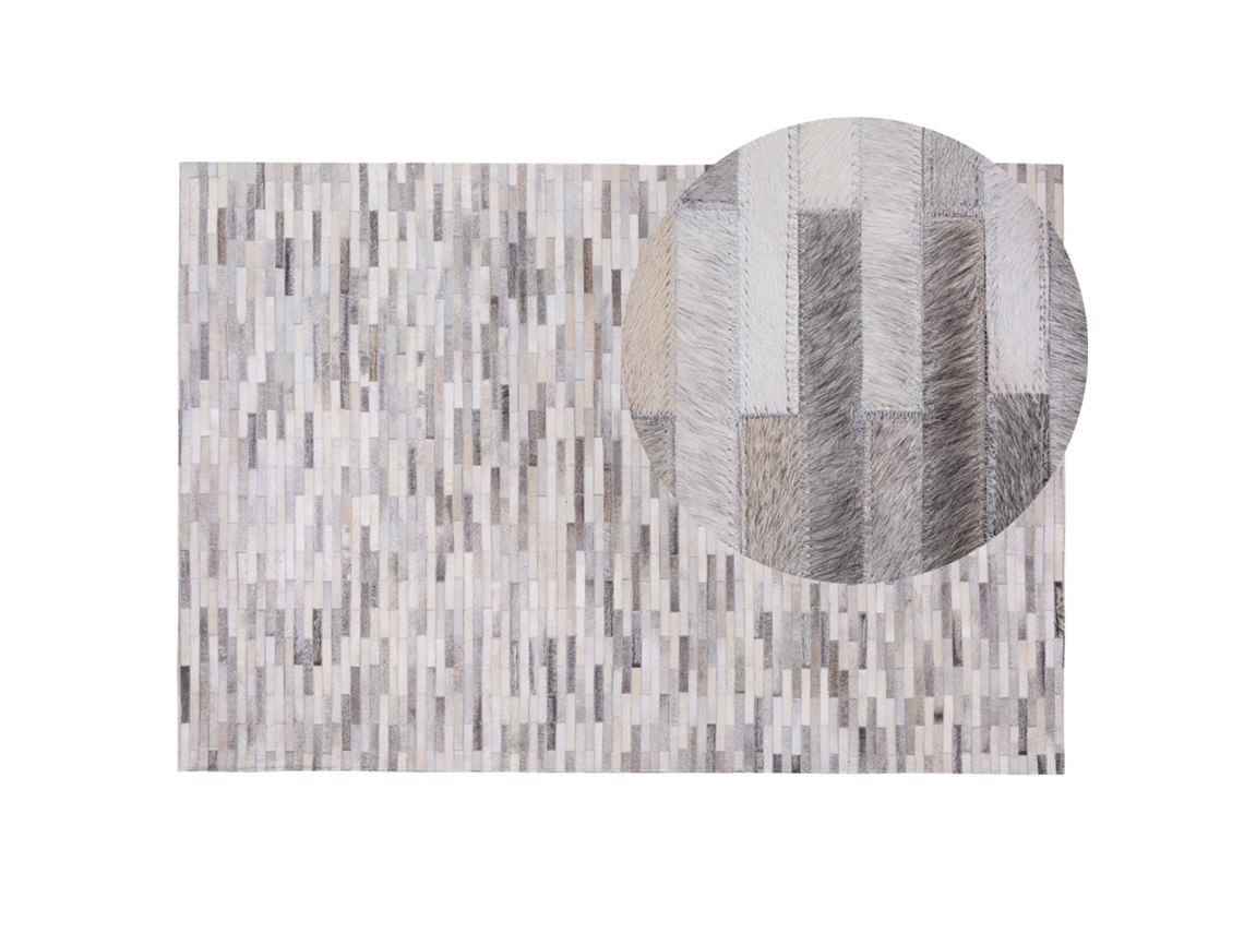 Alfombra de pelo corto BELIANI Ahilli de Piel de vaca Gris 140x200