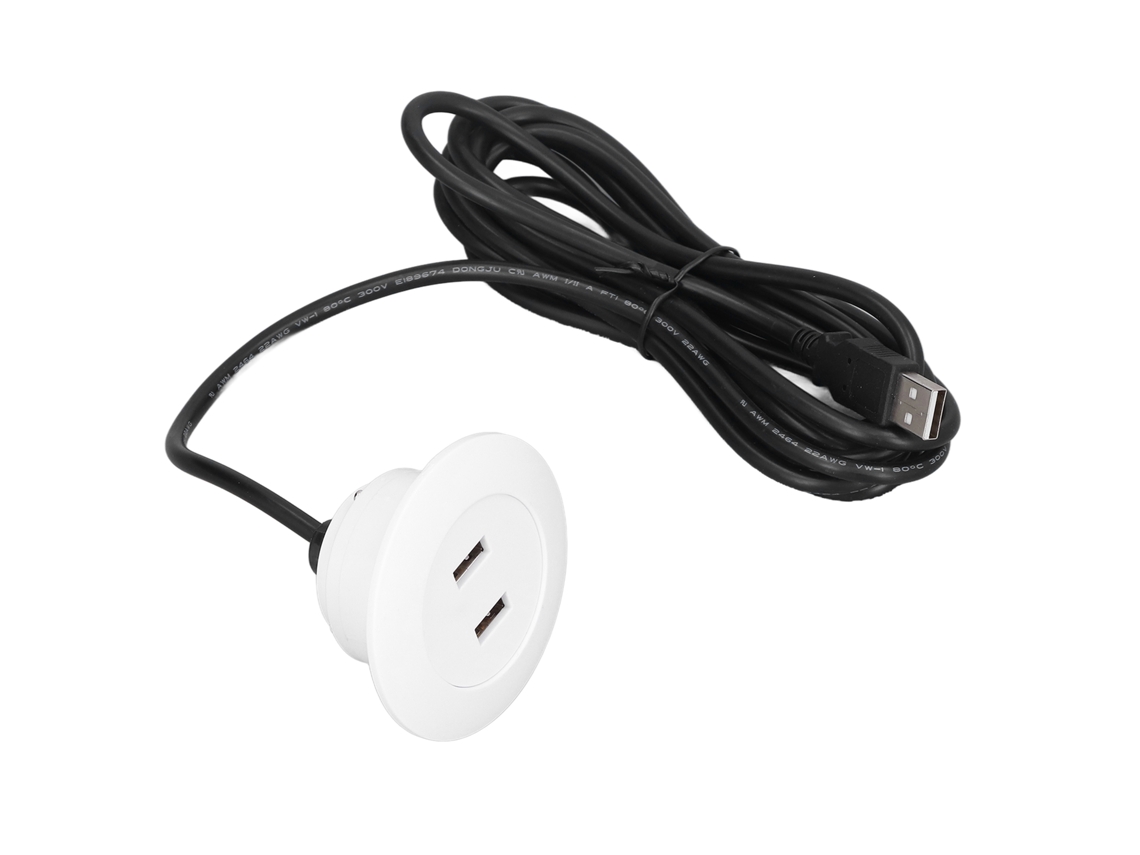 Toma De Carga Usb Para Sofá Con 2 Puertos, Instalación Empotrada, Protección De Circuito, Carga Inteligente, Color Blanco.