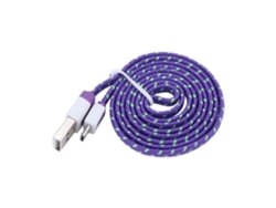 Cable De Datos Plano Universal Para Android "noodle" De 3m Morado, Transferencia De Datos Y Carga