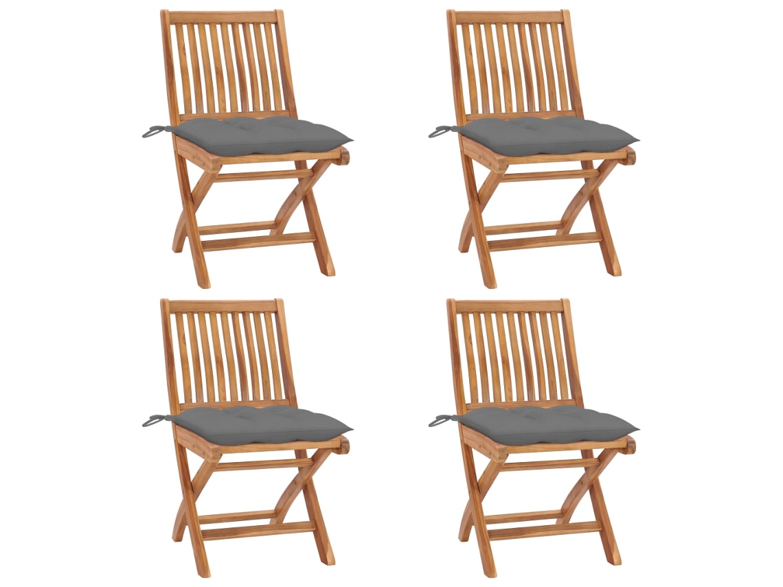 Sillas de jardín plegables de 4 piezas con cojines DKD Home Decor