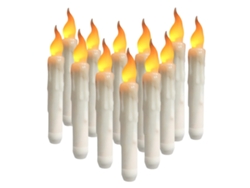Velas LED cónicas, funcionan con pilas, diseño sin llama, 12 unidades de 16,5 cm.