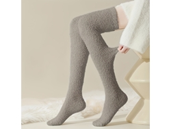 Calcetines Por Encima De La Rodilla, Cálidos Calcetines De Lana Coral Hasta La Rodilla, Suaves Calcetines De Invierno (grises) Cuich
