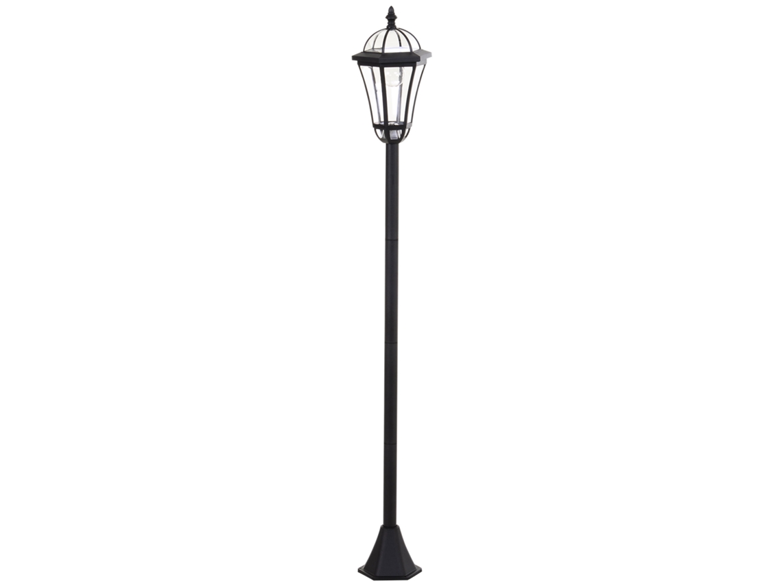 2 Farolas Solares Led Ip44 De Abs Y Acero Negro De 129 Cm