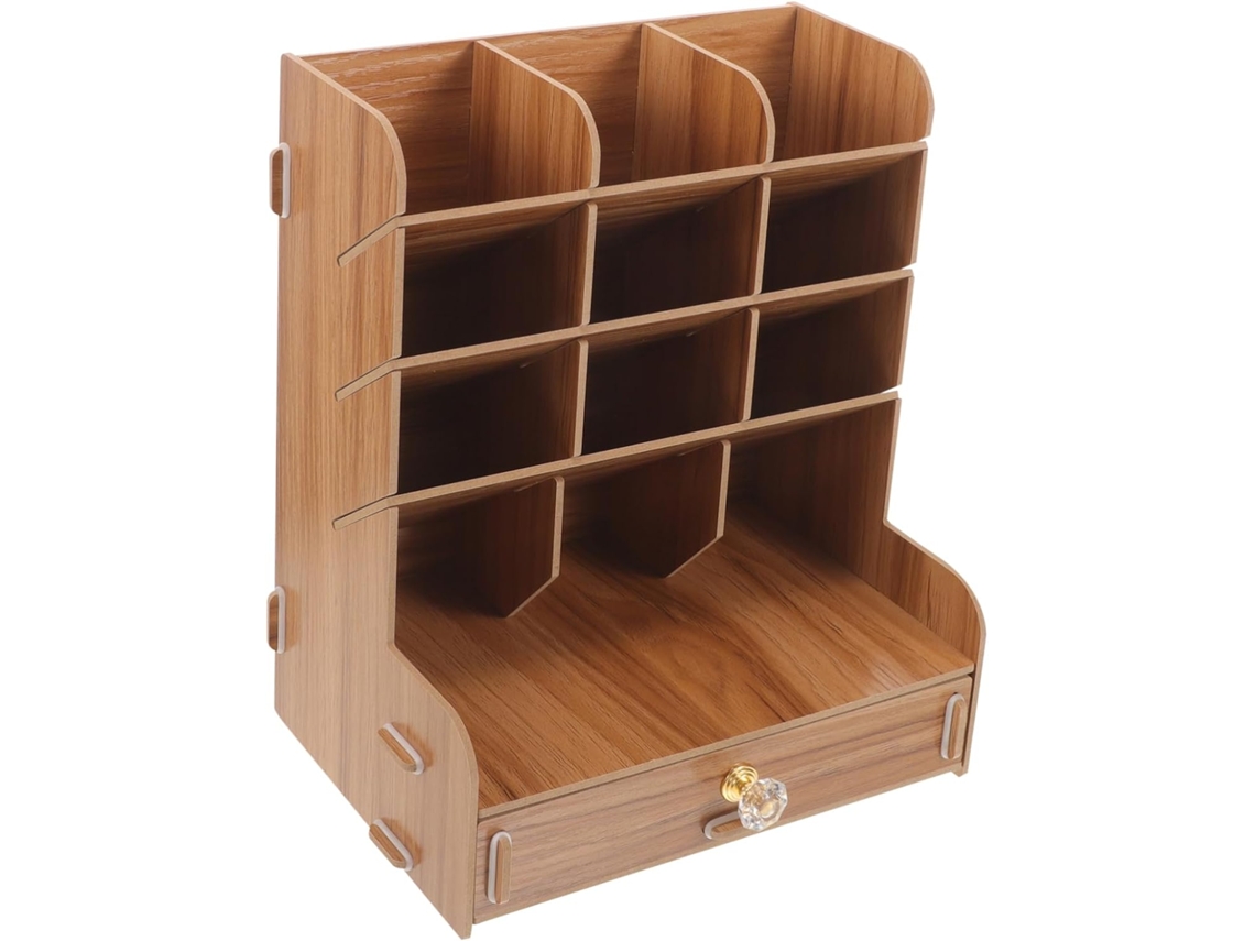 Elegante Portalápices De Madera Para Escritorio, Organizador Que Ahorra Espacio Para Material De Oficina.